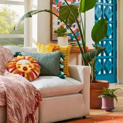 Fringed And Embroidered Sun Round Throw Pillow Gold - Opalhouse™ Designed With Jungalow™ 1 Fringed And Embroidered Sun Round Throw Pillow Gold - Opalhouse™ Designed With Jungalow™