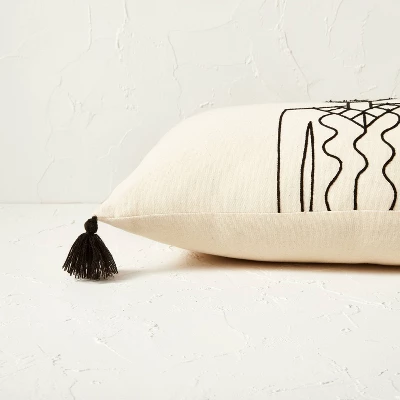 Oversized Oblong Embroidered Decorative Throw Pillow Natural/Black - Opalhouse™ Designed With Jungalow™ 2 Oversized Oblong Embroidered Decorative Throw Pillow Natural/Black - Opalhouse™ Designed With Jungalow™ - Image 2