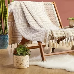 50"x60" Hypnotic Throw Blanket Taupe - Jungalow By Justina Blakeney -Jungalow GUEST 44701cb6 ddee 4caa 97dc acef1600d6a3