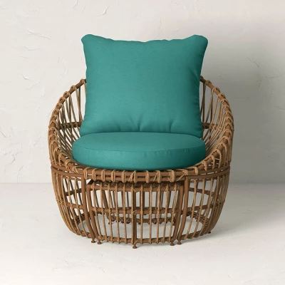 Topanga Club Chair With Ottoman - Blue/Brown - Opalhouse™ Designed With Jungalow™ 3 Topanga Club Chair With Ottoman - Blue/Brown - Opalhouse™ Designed With Jungalow™ - Image 3