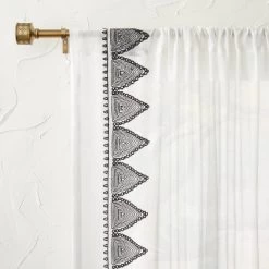 1pc Light Filtering Diamond Border Window Curtain Panel White - Opalhouse™ Designed With Jungalow™ -Jungalow GUEST 7192bb6b 2dca 4ad8 a530 ba36b505b13d