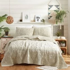 3pc Full/Queen Hamsa Hand Of Fatima Quilt Set Khaki - Jungalow By Justina Blakeney