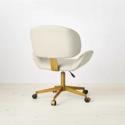 Mahonia Faux Leather Office Chair Cream/Aged Brass - Opalhouse™ Designed With Jungalow™ -Jungalow GUEST c063500a 216c 4d23 8174 81e648410040