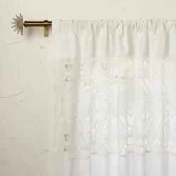 1pc Sheer Banded Geo Macrame Window Curtain Panel White - Opalhouse™ Designed With Jungalow™ -Jungalow GUEST e45ca8b5 c8fb 4bcd 9418 e1344d66992c