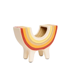 Rainbow Bowl In Neutral By Jungalow® -Jungalow JUNGALOW RAINBOW PLANTER GREEN 02