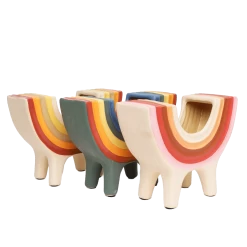 Rainbow Bowl In Neutral By Jungalow® -Jungalow JUNGALOW RAINBOW PLANTER GROUP 01