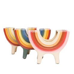 Rainbow Bowl In Pink By Jungalow® -Jungalow JUNGALOW RAINBOW PLANTER GROUP 02