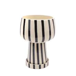 Jungalow Kaya 3-Piece Ceramic Planter By Justina Blakeney™ -Jungalow blackstripekaya
