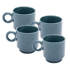 Jungalow Kaya Ceramic Mug Set, Blue By Justina Blakeney™