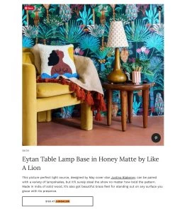 Jungalow Eytan Table Lamp Base In Honey Matte By Like A Lion™ -Jungalow eytan lamp base in AD
