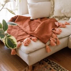 Jungalow Sol Natural Dyed Throw Blankets By Like A Lion™ -Jungalow rust