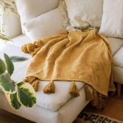 Jungalow Sol Natural Dyed Throw Blankets By Like A Lion™ -Jungalow yellowthrow
